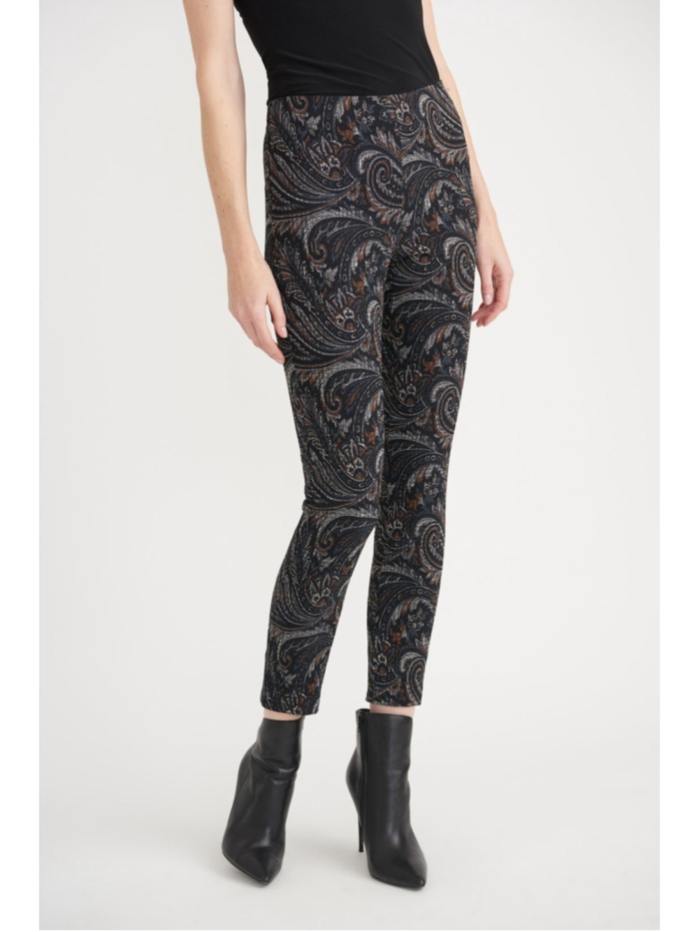 Joseph Ribkoff Black/Multi Pants Style 203341 Paisley Print Size 14
